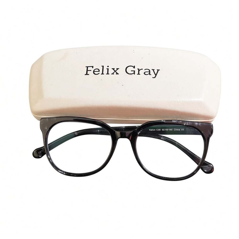Felix Gray Kelvin C30 Eyeglasses Black Acetate Frames 52-18-140 with Case